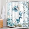 Newsely Mermaid Shower Curtain 72Wx72H Inch Nautical Blue Sea Ocean