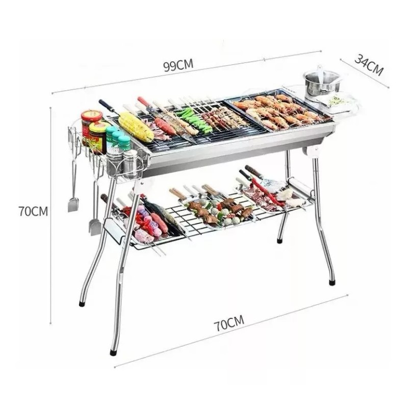 cestbella Asador Acero Inoxidable De Plegable Con Bolsa Almacenamiento