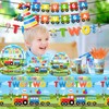 Two train party tableware decorations
