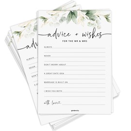 Advice and Wishes for the Mr and Mrs, Eucalyptus Wedding Advice Cards, Greenery Advice for Bride Cards, Advice Cards for Bridal Shower, Wedding Registry Ideas, Green Bridal Shower Games, 50 Pack