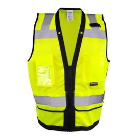Fierce Safety SU300G Surveyors Class 2 Green Reflective Vest with Tablet Pockets | Meets ANSI/ISEA Standards | Medium