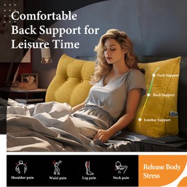 Daneey Headboard Wedge Pillow Bed Wedge Pillow for Headboard Bolster Reading Pillow for Bed Back Pillow for Sitting in Bed Wedge Pillow Headboard with Removable Cover (Blue, King)