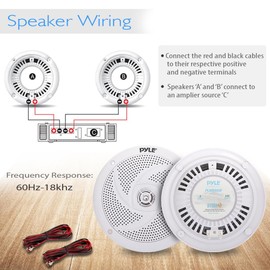 Pyle Marine Speakers - 6.5 Inch 2 Way Waterproof and Weather Resistant Outdoor Audio Stereo Sound System with 240 Watt Power and Low Profile Slim Style - 1 Pair - PLMRS6W (White)