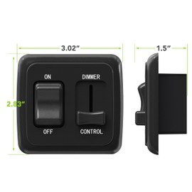 Leisure LED Contemporary On-Off Toggle with Large High Side Dimmer Switch, 12-Volt, for RV, Trailer, Camper (Black)