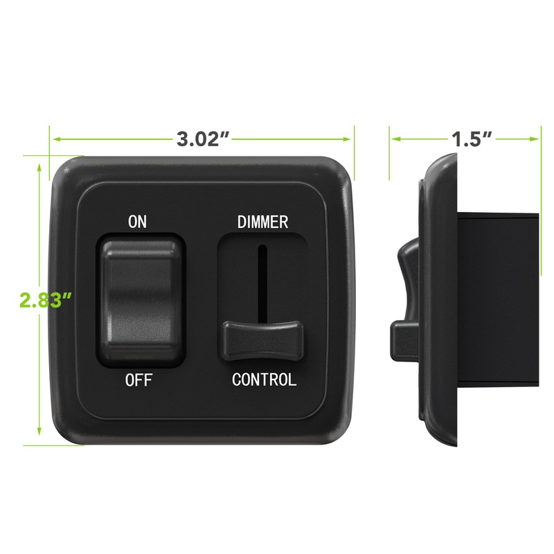 Leisure LED Contemporary On-Off Toggle with Large High Side Dimmer