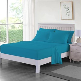 Dazzle Collection ®️100% Egyptian Cotton Sheet 200 Thread Count Bed Fitted Sheet Hotel Quality Bedding Set Soft & Crisp Cotton Caravan Campervan (Super King (Fitted Sheet), Teal)