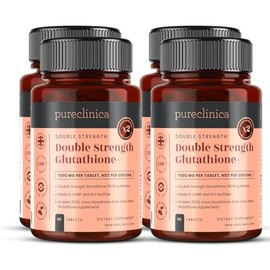 Glutathione 1000mg – 240 Tablets (4 x 60 Pack, 1-a-Day) by Pureclinica | High Strength with 500mg Glutathione, 300mg ALA & 200mg Vitamin C per Tablet | Antioxidant & Detox Support