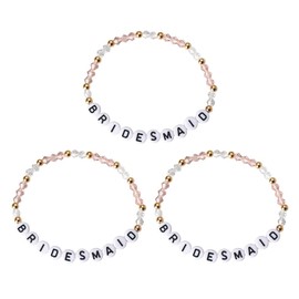 ShiQiao Spl Bridesmaid Gifts for Women Thank You Bridesmaid Maid of Honour Wedding Gifts for Her Letter Beads Bracelet Bridesmaids Gifts for Wedding Day Best Friend Junior Bridesmaid Bracelets 3 Pcs