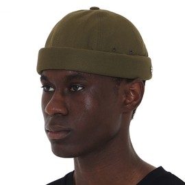 [UNDERCONTROL] Extra Large Oversized XXL No Brim Large Head Hand Stitched Steel Label Adjustable Solid Unisex Plus Size Korean XL Watch Cap, Khaki, L–XL