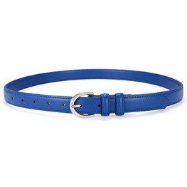 SANSTHS Women Leather Belt for Jeans Fashion Ladies Dress Belt With Single Prong Buckle, Royal Blue M