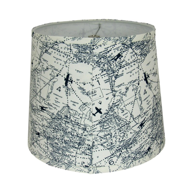 Lamp Albert Estate Ltd, Navy World Map Drum Lamp Shade,