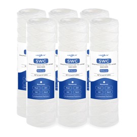Whole House Water Filter Cartridge Replacement for Well Water, 5 Micron Water Filter 10" x 2.5" String Wound Sediment Water Filter Compatible with AP110, WFPFC4002, CFS110 & 10 inch RO Unit - 6 Pack