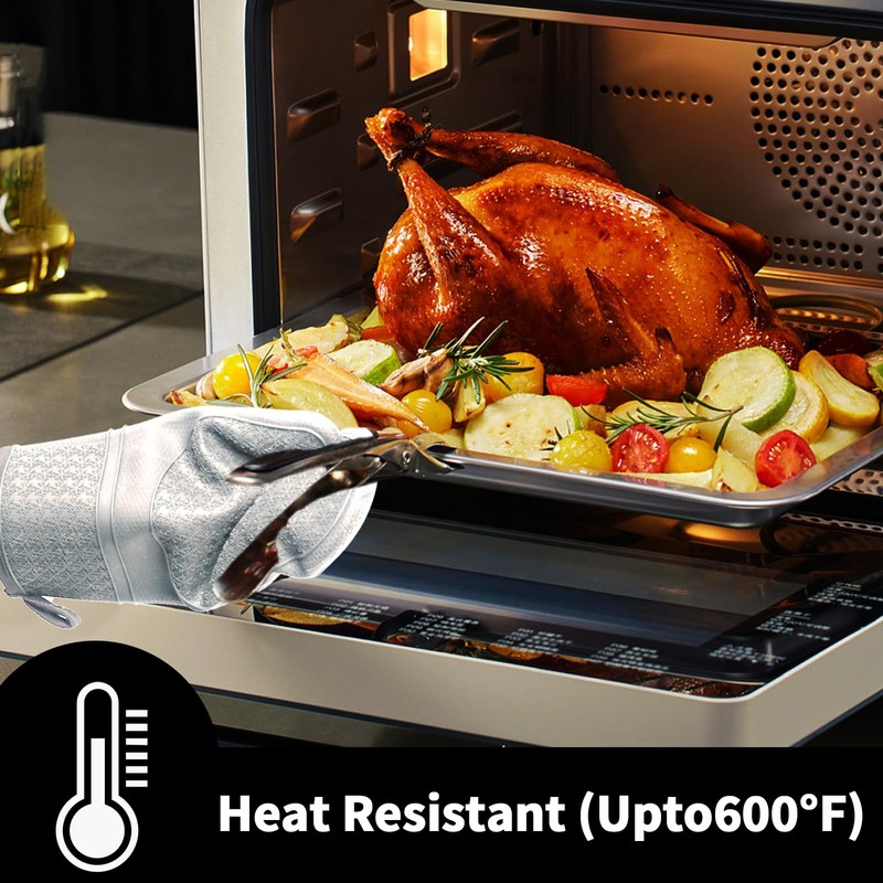 Hovico Silicone Oven Mitts, Heat Resistant 500F Kitchen Mitts 2PCS,