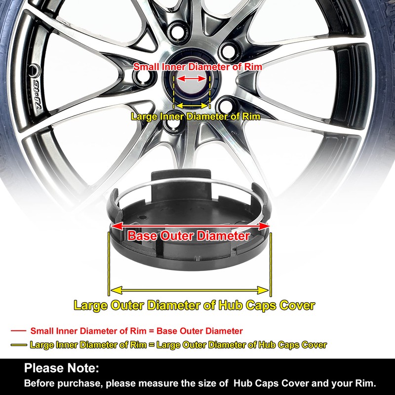 X AUTOHAUX 4 Pcs 62mm 4 Lugs Black Car Wheel