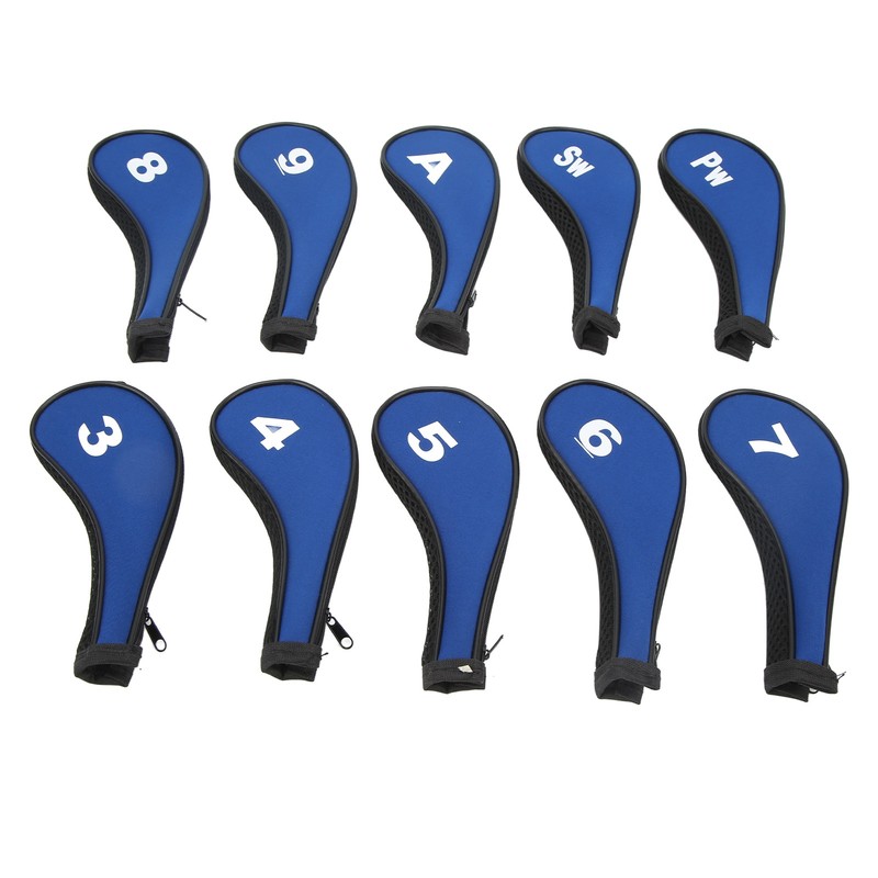 10pcs Golf Iron Head Cover with Number Printing Neoprene Zippered