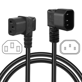 GELRHONR 1.6Ft/50cm Right Angle IEC320 C14 to Left Angle C13 PDU Power Supply Extension Cord,90 Degrees Dual Bent C14 Male to C13 Female Power Cable for Computers,LED HDTV Monitor and Scanner Etc