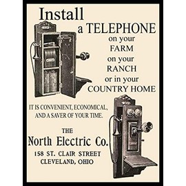 American Collectibles Install a Telephone Vintage Inspired Advertisement Metal Sign