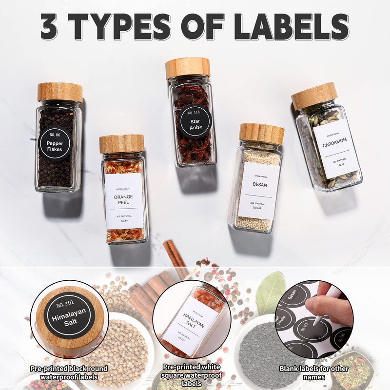DWTS DANWEITESI 36 Pcs Glass Spice Jars - 4oz With