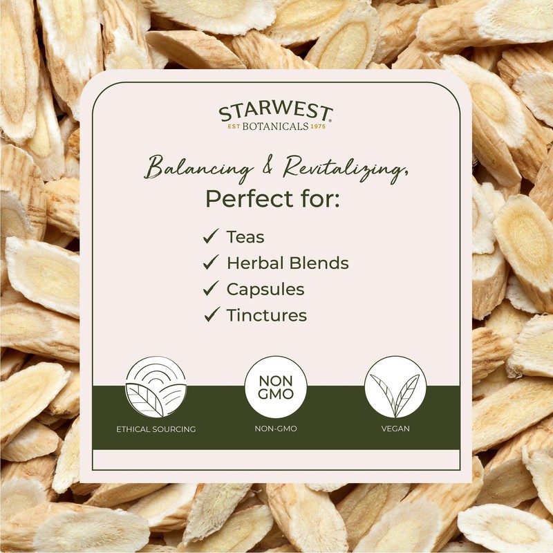 Starwest Botanicals Organic Astragalus Root Sliced - Dried Herb for