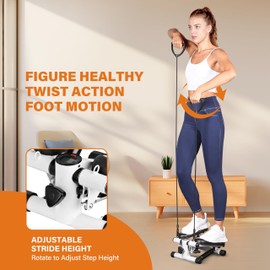 YSSOA Mini Stepper with Resistance Band, Stair Stepping Fitness Exercise Home Workout Equipment for Full Body Workout