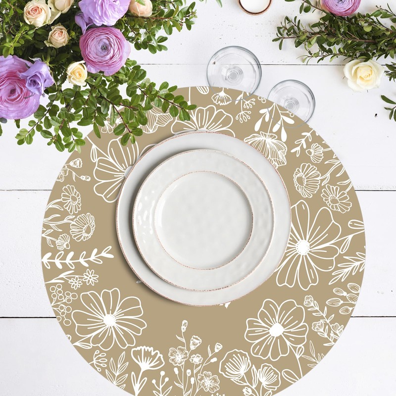 Paper Placemats Disposable 50 Pack Beige Bloom Flowers Place Mats