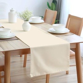 Encasa Homes table runner for 8 seater table, natural, large 40 x 230 cm, 100% cotton plain dyed decoration towel for party, banquet, restaurant, machine washable