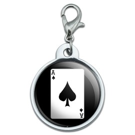 Graphics and More Chrome Plated Metal Small Pet ID Dog Cat Tag Gambling Track Cards Poker - Playing Cards Ace of Spades
