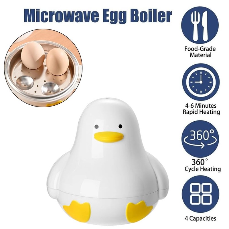 Microwave Egg Boiler Duck Shape 4 Egg Capacity Microwave Egg