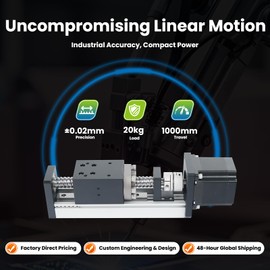KHMOS HMS40 Linear Guide Rail Module - ±0.02mm Precision, 40mm Width, NEMA23 Stepper Motor for Industrial Automation, CNC, 3D Printing, Robotics, Lab Equipment (250mm Stroke, 10mm Lead)