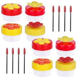 8 Pcs Hummingbird Flower Feeders, Includes 8 Pcs Brushes, Mini Flower Shaped Feeders, Small Feeding Tools, Easy to Fill and Clean, Bright Colors to Attract Hummingbirds