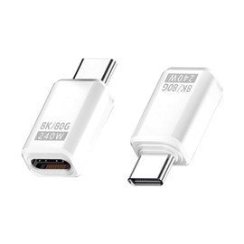 Danfetsoy USB C Extender Adapter Straight 80Gbps, USB C Male to Female Adapter Thunderbolt 5/4/3 Support 240W 8K@60Hz Video for MacBook, Laptop, Tablet, etc(White 2pack)