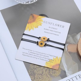 Matching Bracelets Gifts for Women, Sunflower Bracelet Set Gift for Women Best Friend Birthday Graduation Gifts for friend bestie Spiritual Gifts for Daughters Sister