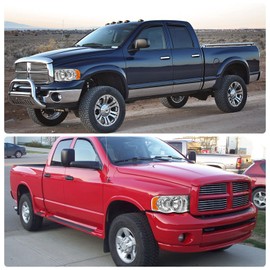 ADCARLIGHTS Headlight Assembly Compatible with 2002-2005 Dodge Ram 1500/03-05 Ram 2500 3500 Chrome Housing with Amber Reflector Clear Lens Headlamp Replacement Left and Right