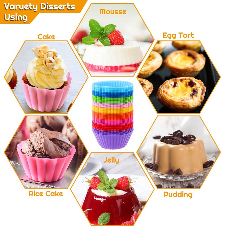 54 Pack Silicone Muffin Cups, Selizo Silicone Cupcake Baking Cups