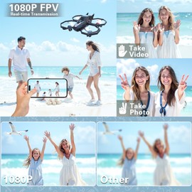 Drones for Kids with Camera, Remote Control Mini Drones for Adults with Altitude Hold, One-Key Take Off/Landing, 3 Speed Modes, Headless Mode, 2 Batteries 1080P HD RC Quadcopter for Boys and Beginners