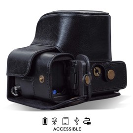 MegaGear MG1952 Ever Ready Genuine Leather Camera Case compatible with Sony Alpha 7C - Black