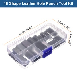 sourcing map 18pcs Leather Hole Punch Tool High Speed Steel Hollow Punch Cutter Tool Multiple Shapes with Storage Case Cutting Dies Kit for Handmade DIY Crafts
