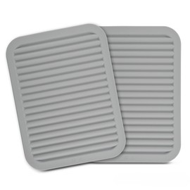 Kalsreui Trivets for Hot Dishes, Versatile Silicone Trivet Hot Pad for Kitchen, Dish Mat and Pot Holder for Counter, Heat Resistant Mat for Tabletop, Trivets for Hot Pots and Pans Set 2 Light Grey