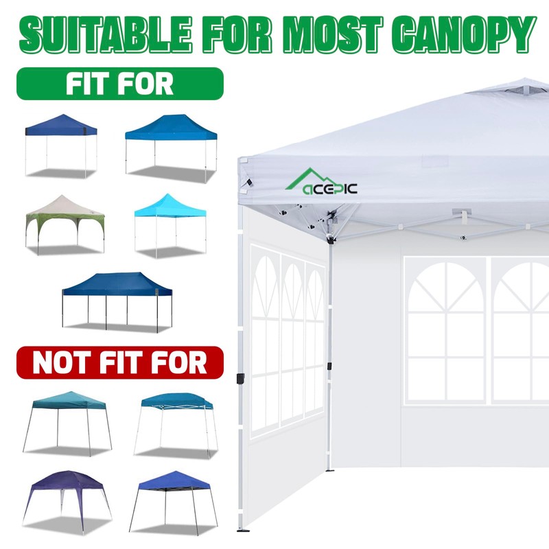 Acepic 2Pcs Instant Canopy Tent Sidewalls for 10x10 Pop-Up Canopy,