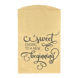 100 Kraft Paper Treat Bags, A Sweet Ending, Wedding Cookie Bags, Wedding Favor Bags, Cookies Treat Bag, Candy Bags, Goodie Bags, Party Favor Bags, Grease Proof Food Safe, Recyclable, Expandable Sides