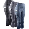 Neleus Women's 3 Pack Tummy Control High Waist Yoga Capri