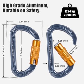 Carabiner Climbing Equipment, Aluminium Alloy Carabiner Hook for Hammock, Swing, Camping, Fishing, Outdoor Equipment (30KN-4 Pack (ATL))