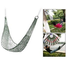 Itian Hammock Outdoor Camping Survival Travel Camping Hammock Nylon Mesh Rope Canvas Hammock Hanging Bed with 2 Strings