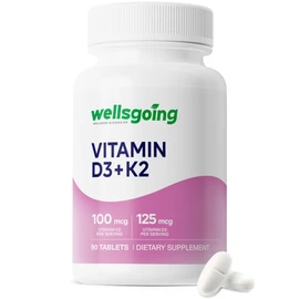 Wellsgoing Vitamin D3 + K2 Supplement, 5000 IU (125 mcg) Vitamin D3, D3 and K2 Softgels for Bone, Teeth, Muscle & Immune Support, 90 Tablets (90 Day Supply)