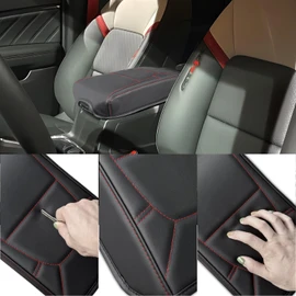 ANMOSVO Center Console Cover for Chevy Colorado/GMC Canyon - Soft Armrest Pad Cover Protector Cushion for Chevy Colorado GMC Canyon 2023 2024 2025 Interior Accessories - Red