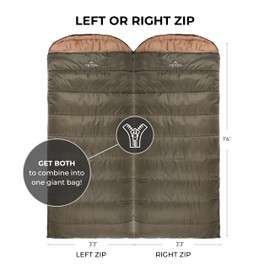 TETON Sports Celsius XXL 0 Degree Sleeping Bag - 0˚F Cold-Weather Sleeping Bag for Men & Women - Camping Accessory & Winter Sleeping Bag with Hood - Compression Sack - Right Zipper, Green