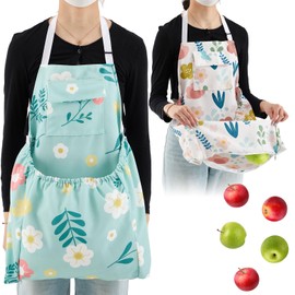 Maiteenly 2 Pcs Gardening Apron with Pockets for Women, Flower Garden Apron with Quick Release Pocket, Floral Harvest Apron for Harvest Gardening, Gardening Gifts Unisex Canvas