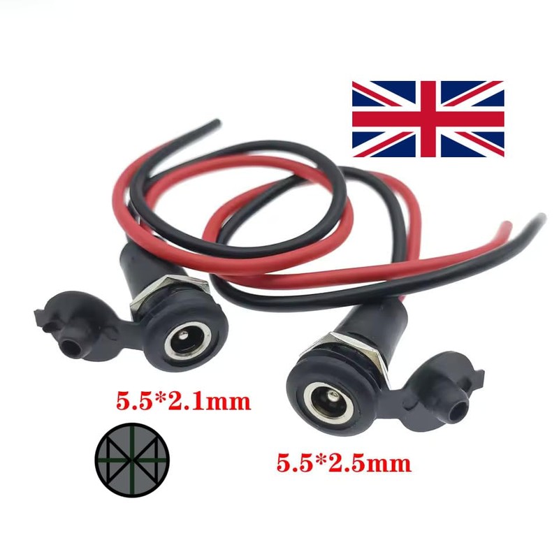 Waterproof 5.5x2.1/2.5 (mm) Panel Mount Female Jack Socket DC Power