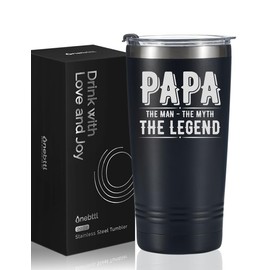 Onebttl Grandad Gifts Tumbler, Grandfather Presents from Granddaughters Grandsons for Father's Day Christmas, Stainless Steel Cup with Lid, 20oz/590ml - Papa Man Myth Legend