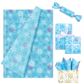Whaline 100 Sheets Winter Tissue Paper Blue Purple White Snowflake Gift Wrapping Paper Christmas DIY Art Craft Tissue for Xmas Birthday Holiday Party Decor, 13.7 x 19.6 Inch